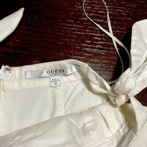 White cotton top goes well with Jean skirt